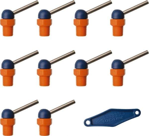 Loc-Line - 1/4" Hose Inside Diam x 5/32" Nozzle Diam, High-Pressure Coolant Hose Nozzle - NPT, for Use with Loc-Line Modular Hose System, 10 Pieces - Apex Tool & Supply