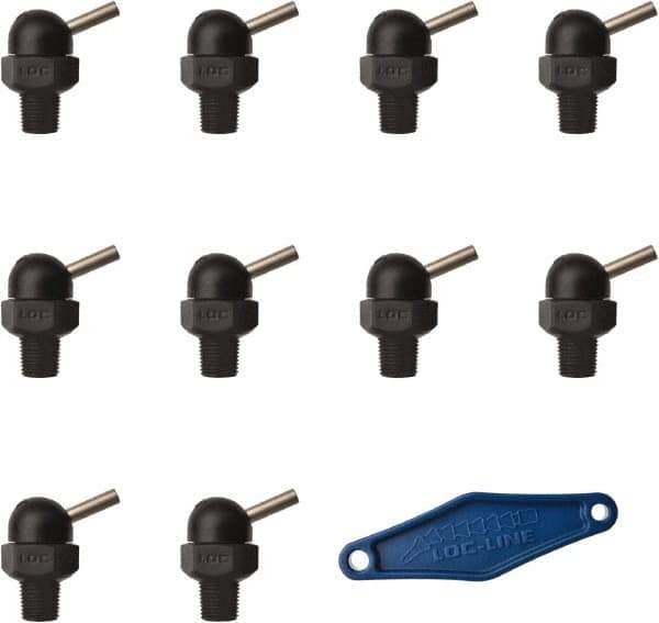 Loc-Line - 1/8" Hose Inside Diam, High-Pressure Coolant Hose Nozzle - NPT, for Use with Loc-Line Modular Hose System, 10 Pieces - Apex Tool & Supply