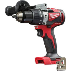 Milwaukee Tool - 18 Volt 1/2" Metal Ratcheting Chuck Cordless Hammer Drill - 0 to 28,800 BPM, 0 to 1,800 RPM, Reversible - Apex Tool & Supply