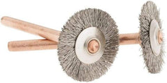 Dremel - 3/4" OD, 1/8" Shank Diam, Straight Filament Stainless Steel Wheel Brush - 0.0241" Face Width, 3/4" Trim Length, 15,000 RPM - Apex Tool & Supply