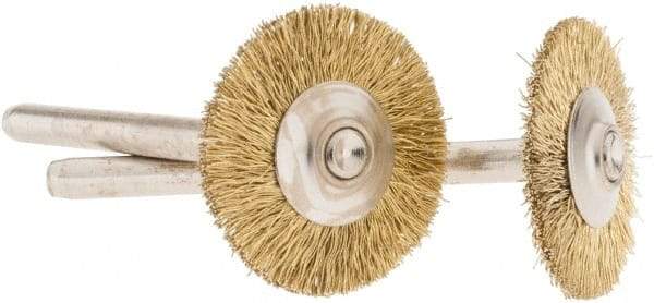 Dremel - 3/4" OD, 1/8" Shank Diam, Straight Filament Brass Wheel Brush - 1/16" Face Width, 3/4" Trim Length, 15,000 RPM - Apex Tool & Supply