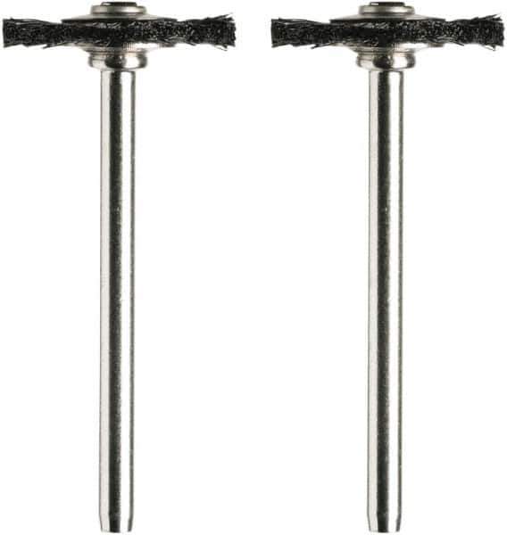 Dremel - 3/4" OD, 1/8" Shank Diam, Straight Filament Nylon Wheel Brush - 1/16" Face Width, 3/4" Trim Length, 15,000 RPM - Apex Tool & Supply