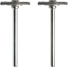 Dremel - 3/4" OD, 1/8" Shank Diam, Straight Filament Steel Wheel Brush - 1/16" Face Width, 3/4" Trim Length, 15,000 RPM - Apex Tool & Supply
