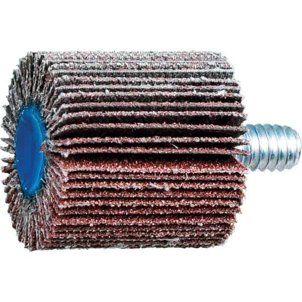 PFERD - 1" Diam x 1" Face Width, Aluminum Oxide Coated Mounted Flap Wheel - 1/4-20 Threaded Mount, 80 Grit, 25,000 Max RPM - Apex Tool & Supply