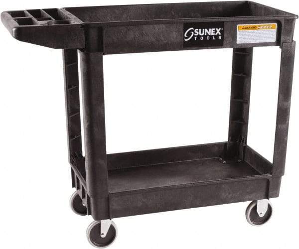 Sunex Tools - 500 Lb Capacity, 18" Wide x 41" Long x 33-1/2" High Standard Utility Cart - 2 Shelf, Plastic, Hard Rubber Casters - Apex Tool & Supply