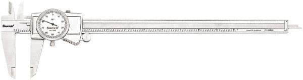 Starrett - 0" to 12" Range, 0.001" Graduation, 0.1" per Revolution, Dial Caliper - White Face, 2.5" Jaw Length, Accurate to 0.001" - Apex Tool & Supply
