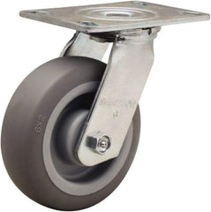 Hamilton - 6" Diam x 2" Wide x 7-1/2" OAH Top Plate Mount Swivel Caster - Rubber Mold on Polyolefin, 410 Lb Capacity, Straight Roller Bearing, 4-1/2 x 6-1/4" Plate - Apex Tool & Supply
