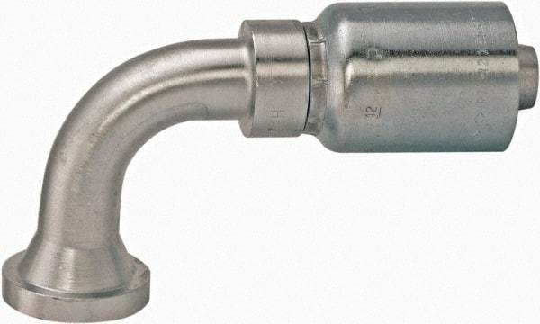Parker - 2 Thread Steel Hydraulic Hose SAE Code 61 Flange Head & 90° Elbow Medium Drop - 5,000 psi, -32 Hose Size, 2" Hose Diam, Series 77 - Apex Tool & Supply