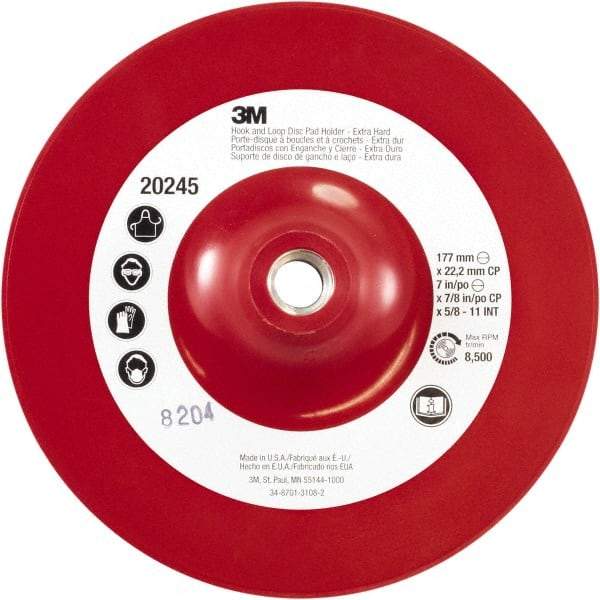 3M - 7" Diam Hook & Loop Disc Backing Pad - Extra Hard Density, 8,500 RPM - Apex Tool & Supply