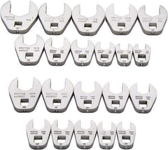 Proto - 20 Piece 3/8" Drive Open End Crowfoot Wrench Set - 3/8 to 1", with N/A - Apex Tool & Supply