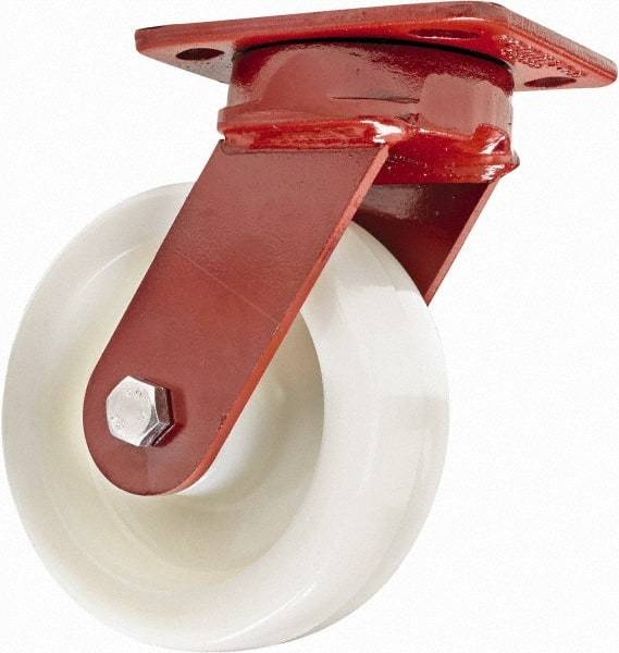 Hamilton - 6" Diam x 2" Wide x 7-1/2" OAH Top Plate Mount Swivel Caster - Plastic, 1,000 Lb Capacity, Sealed Precision Ball Bearing, 4 x 5" Plate - Apex Tool & Supply