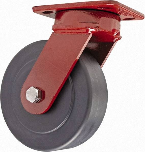 Hamilton - 6" Diam x 2" Wide x 7-1/2" OAH Top Plate Mount Swivel Caster - Plastic, 2,300 Lb Capacity, Sealed Precision Ball Bearing, 4 x 5" Plate - Apex Tool & Supply