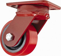 Hamilton - 4" Diam x 2" Wide x 5-5/8" OAH Top Plate Mount Swivel Caster - Polyurethane, 900 Lb Capacity, Sealed Precision Ball Bearing, 4 x 5" Plate - Apex Tool & Supply