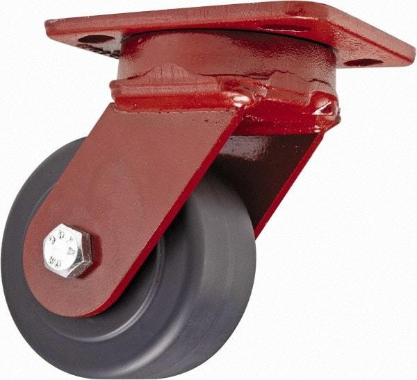 Hamilton - 4" Diam x 2" Wide x 5-5/8" OAH Top Plate Mount Swivel Caster - Plastic, 1,000 Lb Capacity, Sealed Precision Ball Bearing, 4 x 5" Plate - Apex Tool & Supply