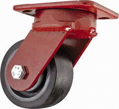 Hamilton - 4" Diam x 2" Wide x 5-5/8" OAH Top Plate Mount Swivel Caster - Steel, 1,400 Lb Capacity, Sealed Precision Ball Bearing, 4 x 5" Plate - Apex Tool & Supply