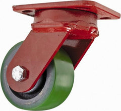 Hamilton - 4" Diam x 2" Wide x 5-5/8" OAH Top Plate Mount Swivel Caster - Polyurethane, 975 Lb Capacity, Sealed Precision Ball Bearing, 4 x 5" Plate - Apex Tool & Supply