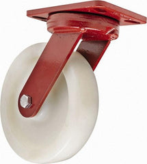 Hamilton - 8" Diam x 2" Wide x 9-3/4" OAH Top Plate Mount Swivel Caster - Plastic, 1,100 Lb Capacity, Sealed Precision Ball Bearing, 4-1/2 x 6-1/2" Plate - Apex Tool & Supply