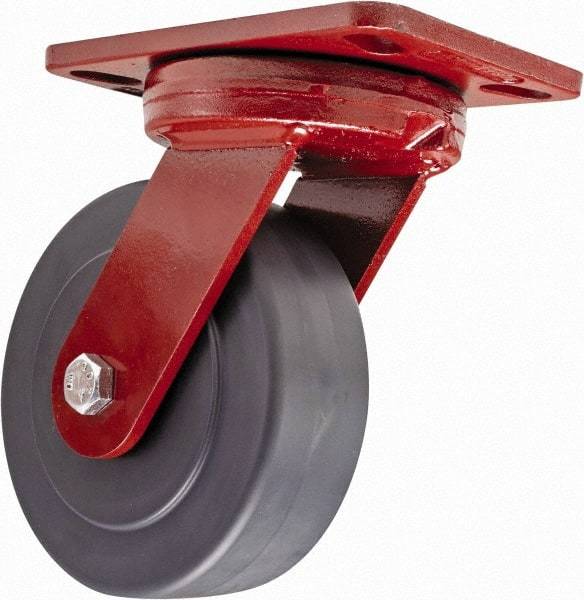 Hamilton - 6" Diam x 2" Wide x 7-3/4" OAH Top Plate Mount Swivel Caster - Plastic, 2,000 Lb Capacity, Sealed Precision Ball Bearing, 4-1/2 x 6-1/2" Plate - Apex Tool & Supply