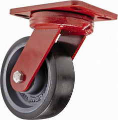Hamilton - 6" Diam x 2" Wide x 7-3/4" OAH Top Plate Mount Swivel Caster - Polyurethane, 1,560 Lb Capacity, Sealed Precision Ball Bearing, 4-1/2 x 6-1/2" Plate - Apex Tool & Supply