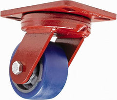 Hamilton - 4" Diam x 2" Wide x 5-5/8" OAH Top Plate Mount Swivel Caster - Polyurethane, 600 Lb Capacity, Sealed Precision Ball Bearing, 4-1/2 x 6-1/2" Plate - Apex Tool & Supply