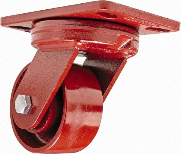 Hamilton - 4" Diam x 2" Wide x 5-5/8" OAH Top Plate Mount Swivel Caster - Steel, 1,000 Lb Capacity, Sealed Precision Ball Bearing, 4-1/2 x 6-1/2" Plate - Apex Tool & Supply