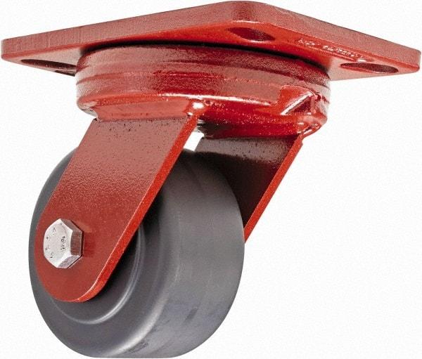 Hamilton - 4" Diam x 2" Wide x 5-5/8" OAH Top Plate Mount Swivel Caster - Plastic, 2,000 Lb Capacity, Sealed Precision Ball Bearing, 4-1/2 x 6-1/2" Plate - Apex Tool & Supply