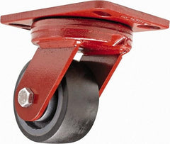 Hamilton - 4" Diam x 2" Wide x 5-5/8" OAH Top Plate Mount Swivel Caster - Polyurethane, 975 Lb Capacity, Sealed Precision Ball Bearing, 4-1/2 x 6-1/2" Plate - Apex Tool & Supply