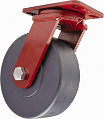 Hamilton - 8" Diam x 3" Wide x 10-1/4" OAH Top Plate Mount Swivel Caster - Plastic, 3,200 Lb Capacity, Sealed Precision Ball Bearing, 4-1/2 x 6-1/2" Plate - Apex Tool & Supply