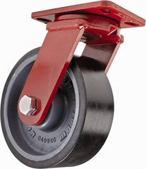 Hamilton - 8" Diam x 3" Wide x 10-1/4" OAH Top Plate Mount Swivel Caster - Polyurethane, 3,200 Lb Capacity, Sealed Precision Ball Bearing, 4-1/2 x 6-1/2" Plate - Apex Tool & Supply