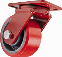 Hamilton - 6" Diam x 3" Wide x 7-1/2" OAH Top Plate Mount Swivel Caster - Polyurethane, 2,600 Lb Capacity, Sealed Precision Ball Bearing, 4-1/2 x 6-1/2" Plate - Apex Tool & Supply