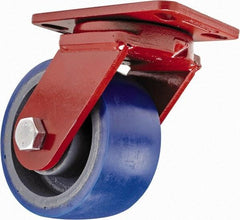 Hamilton - 6" Diam x 3" Wide x 7-1/2" OAH Top Plate Mount Swivel Caster - Polyurethane, 1,800 Lb Capacity, Sealed Precision Ball Bearing, 4-1/2 x 6-1/2" Plate - Apex Tool & Supply