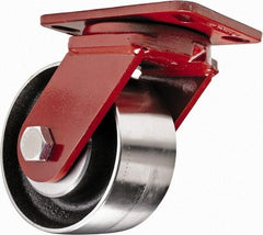 Hamilton - 6" Diam x 3" Wide x 7-1/2" OAH Top Plate Mount Swivel Caster - Steel, 3,200 Lb Capacity, Sealed Precision Ball Bearing, 4-1/2 x 6-1/2" Plate - Apex Tool & Supply