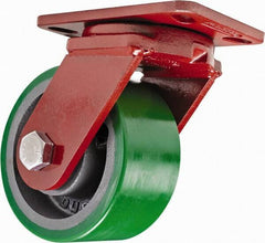 Hamilton - 6" Diam x 3" Wide x 7-1/2" OAH Top Plate Mount Swivel Caster - Polyurethane, 2,200 Lb Capacity, Sealed Precision Ball Bearing, 4-1/2 x 6-1/2" Plate - Apex Tool & Supply