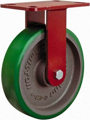 Hamilton - 8" Diam x 2" Wide x 9-1/2" OAH Top Plate Mount Rigid Caster - Polyurethane, 1,500 Lb Capacity, Sealed Precision Ball Bearing, 4 x 4-1/2" Plate - Apex Tool & Supply