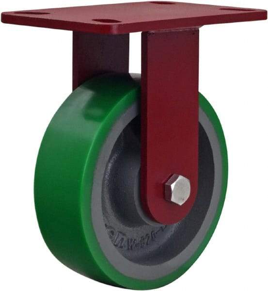 Hamilton - 6" Diam x 2" Wide x 7-1/2" OAH Top Plate Mount Rigid Caster - Polyurethane, 1,200 Lb Capacity, Sealed Precision Ball Bearing, 4 x 4-1/2" Plate - Apex Tool & Supply