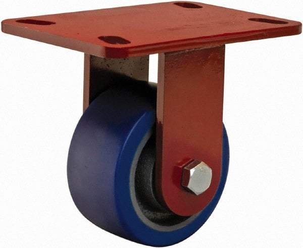 Hamilton - 4" Diam x 2" Wide x 5-5/8" OAH Top Plate Mount Rigid Caster - Polyurethane, 600 Lb Capacity, Sealed Precision Ball Bearing, 4 x 4-1/2" Plate - Apex Tool & Supply