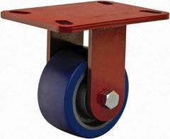 Hamilton - 4" Diam x 2" Wide x 5-5/8" OAH Top Plate Mount Rigid Caster - Polyurethane, 600 Lb Capacity, Sealed Precision Ball Bearing, 4 x 4-1/2" Plate - Apex Tool & Supply