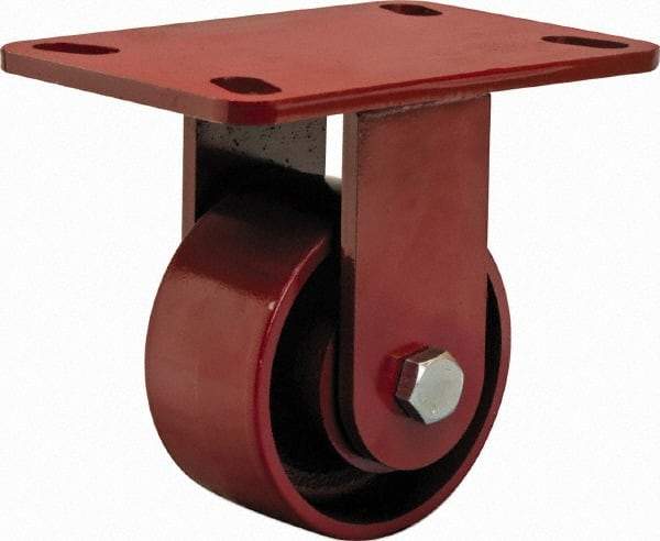 Hamilton - 4" Diam x 2" Wide x 5-5/8" OAH Top Plate Mount Rigid Caster - Steel, 1,400 Lb Capacity, Sealed Precision Ball Bearing, 4 x 4-1/2" Plate - Apex Tool & Supply