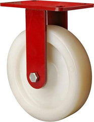 Hamilton - 8" Diam x 2" Wide x 9-1/2" OAH Top Plate Mount Rigid Caster - Plastic, 1,100 Lb Capacity, Sealed Precision Ball Bearing, 4 x 4-1/2" Plate - Apex Tool & Supply