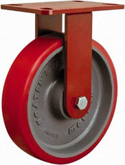 Hamilton - 8" Diam x 2" Wide x 9-1/2" OAH Top Plate Mount Rigid Caster - Polyurethane, 1,800 Lb Capacity, Sealed Precision Ball Bearing, 4 x 4-1/2" Plate - Apex Tool & Supply