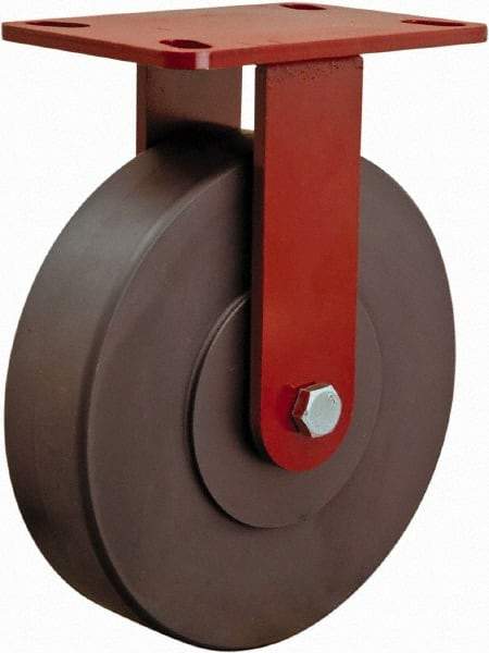 Hamilton - 8" Diam x 2" Wide x 9-1/2" OAH Top Plate Mount Rigid Caster - Plastic, 2,500 Lb Capacity, Sealed Precision Ball Bearing, 4 x 4-1/2" Plate - Apex Tool & Supply