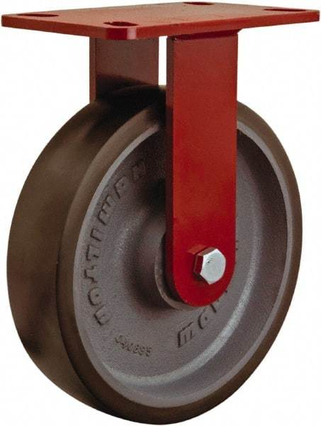 Hamilton - 8" Diam x 2" Wide x 9-1/2" OAH Top Plate Mount Rigid Caster - Polyurethane, 1,950 Lb Capacity, Sealed Precision Ball Bearing, 4 x 4-1/2" Plate - Apex Tool & Supply