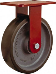 Hamilton - 8" Diam x 2" Wide x 9-1/2" OAH Top Plate Mount Rigid Caster - Polyurethane, 1,950 Lb Capacity, Sealed Precision Ball Bearing, 4 x 4-1/2" Plate - Apex Tool & Supply