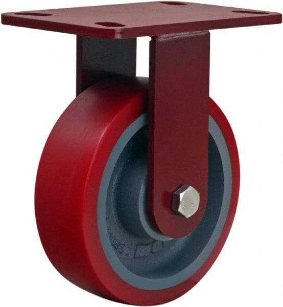 Hamilton - 6" Diam x 2" Wide x 7-1/2" OAH Top Plate Mount Rigid Caster - Polyurethane, 1,400 Lb Capacity, Sealed Precision Ball Bearing, 4 x 4-1/2" Plate - Apex Tool & Supply