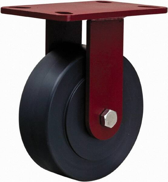 Hamilton - 6" Diam x 2" Wide x 7-1/2" OAH Top Plate Mount Rigid Caster - Plastic, 2,300 Lb Capacity, Sealed Precision Ball Bearing, 4 x 4-1/2" Plate - Apex Tool & Supply