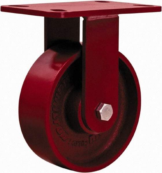 Hamilton - 6" Diam x 2" Wide x 7-1/2" OAH Top Plate Mount Rigid Caster - Steel, 1,400 Lb Capacity, Sealed Precision Ball Bearing, 4 x 4-1/2" Plate - Apex Tool & Supply