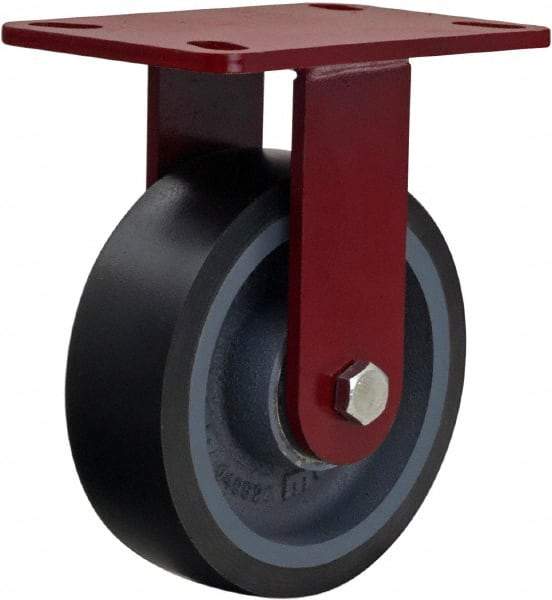 Hamilton - 6" Diam x 2" Wide x 7-1/2" OAH Top Plate Mount Rigid Caster - Polyurethane, 1,560 Lb Capacity, Sealed Precision Ball Bearing, 4 x 4-1/2" Plate - Apex Tool & Supply
