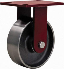 Hamilton - 6" Diam x 2" Wide x 7-1/2" OAH Top Plate Mount Rigid Caster - Steel, 2,500 Lb Capacity, Sealed Precision Ball Bearing, 4 x 4-1/2" Plate - Apex Tool & Supply