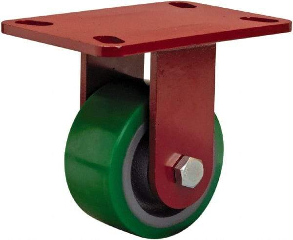 Hamilton - 4" Diam x 2" Wide x 5-5/8" OAH Top Plate Mount Rigid Caster - Polyurethane, 750 Lb Capacity, Sealed Precision Ball Bearing, 4 x 4-1/2" Plate - Apex Tool & Supply