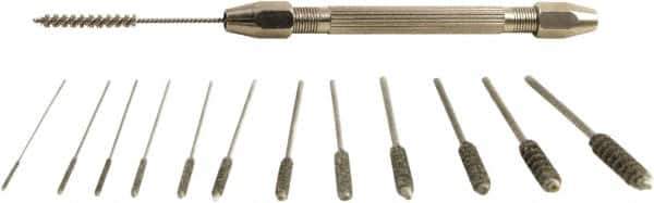 Brush Research Mfg. - 12 Piece, 1" Diam, Power Tube Brush Set - Stainless Steel Fill - Apex Tool & Supply